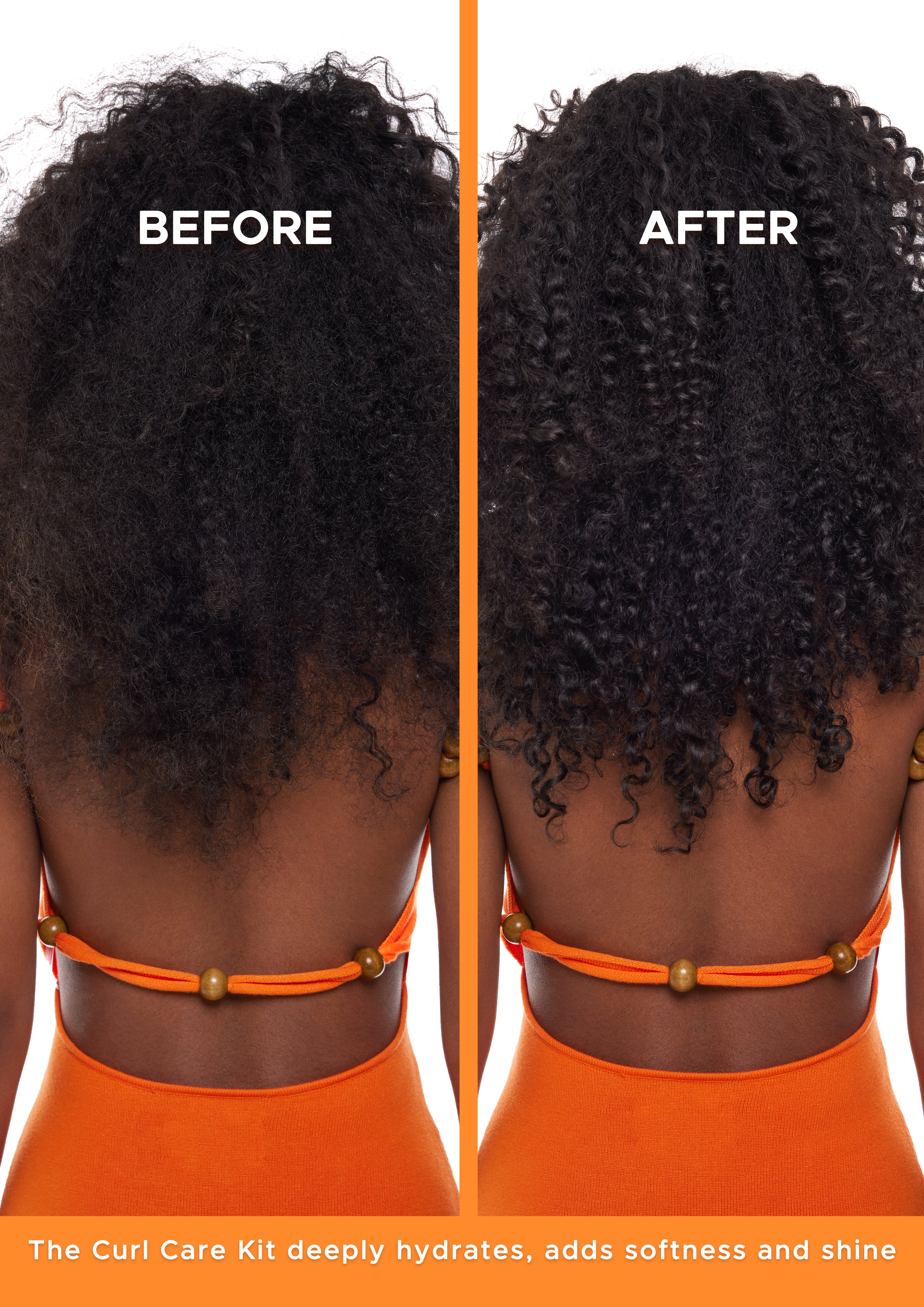 Before and after results using Avilo curl care products