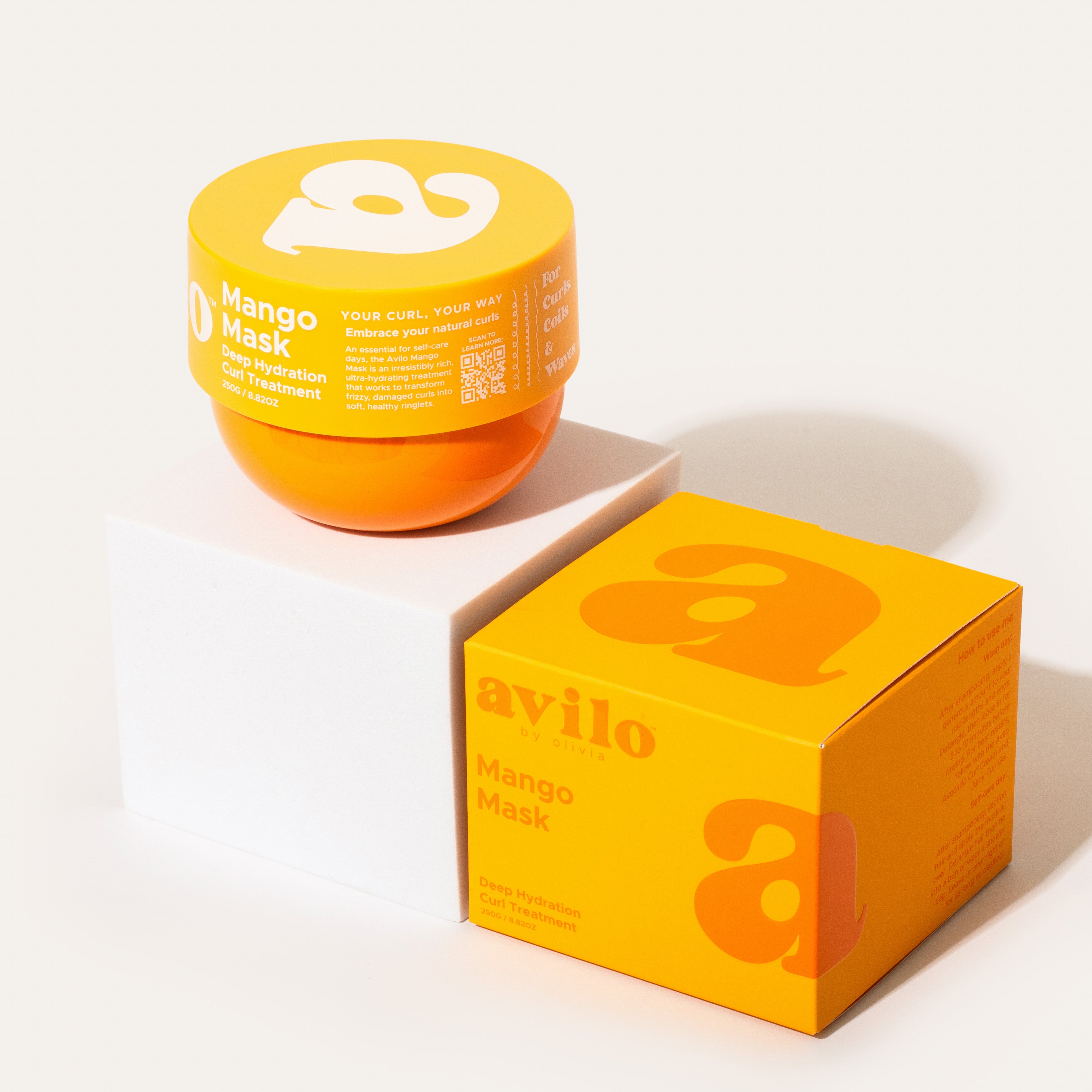 Avilo Mango Mask jar and box on a white background

